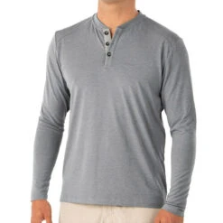 Men's Bamboo Flex Henley -Men Sportswear Store M Flex Henley HeatherBlueDusk 1