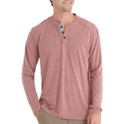 Men's Bamboo Flex Henley -Men Sportswear Store flex henley heather brick men top 1